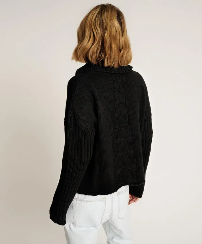 Women One Teaspoon Knitwear CLASSIC CHUNKY ROLL NECK KNIT SWEATER BLACK Women One Teaspoon Knitwear CLASSIC CHUNKY ROLL NECK KNIT SWEATER BLACK