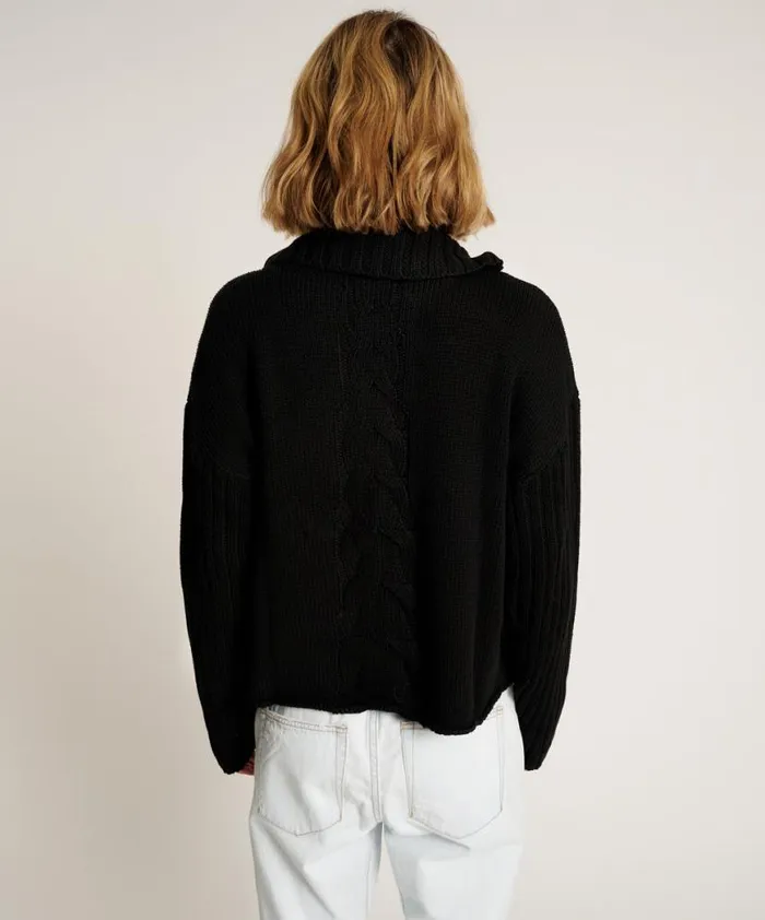 Women One Teaspoon Knitwear CLASSIC CHUNKY ROLL NECK KNIT SWEATER BLACK Women One Teaspoon Knitwear CLASSIC CHUNKY ROLL NECK KNIT SWEATER BLACK