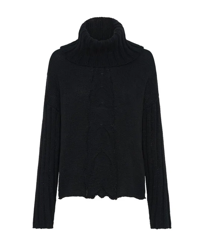 Women One Teaspoon Knitwear CLASSIC CHUNKY ROLL NECK KNIT SWEATER BLACK Women One Teaspoon Knitwear CLASSIC CHUNKY ROLL NECK KNIT SWEATER BLACK