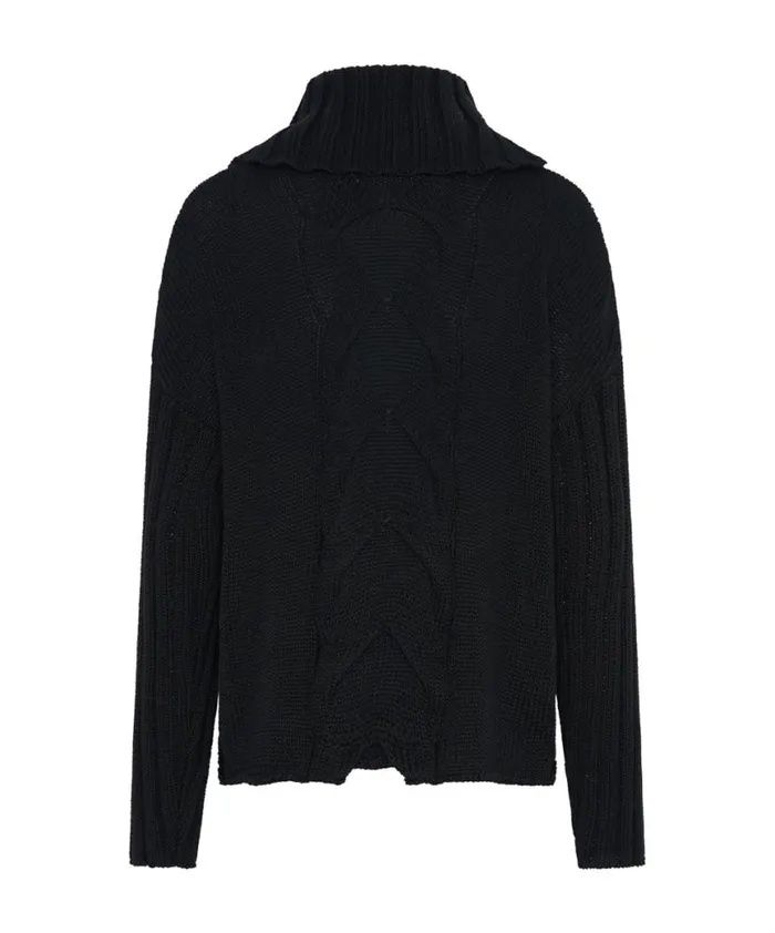 Women One Teaspoon Knitwear CLASSIC CHUNKY ROLL NECK KNIT SWEATER BLACK Women One Teaspoon Knitwear CLASSIC CHUNKY ROLL NECK KNIT SWEATER BLACK