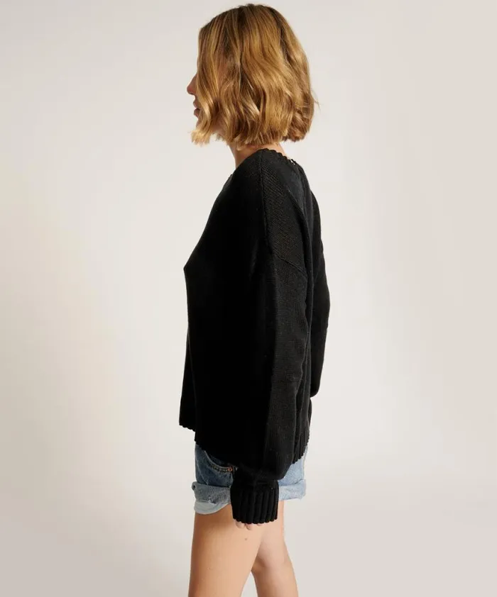 Women One Teaspoon Knitwear CLASSIC POCKET CHUNKY KNIT SWEATER BLACK Women One Teaspoon Knitwear CLASSIC POCKET CHUNKY KNIT SWEATER BLACK