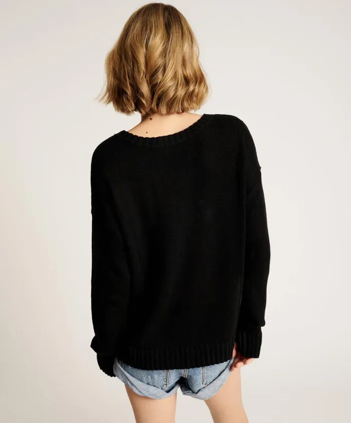 Women One Teaspoon Knitwear CLASSIC POCKET CHUNKY KNIT SWEATER BLACK Women One Teaspoon Knitwear CLASSIC POCKET CHUNKY KNIT SWEATER BLACK
