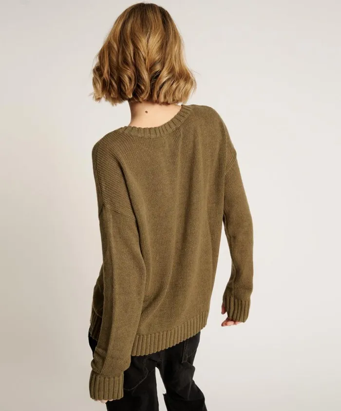 Women One Teaspoon Knitwear CLASSIC POCKET CHUNKY KNIT SWEATER KHAKI Women One Teaspoon Knitwear CLASSIC POCKET CHUNKY KNIT SWEATER KHAKI