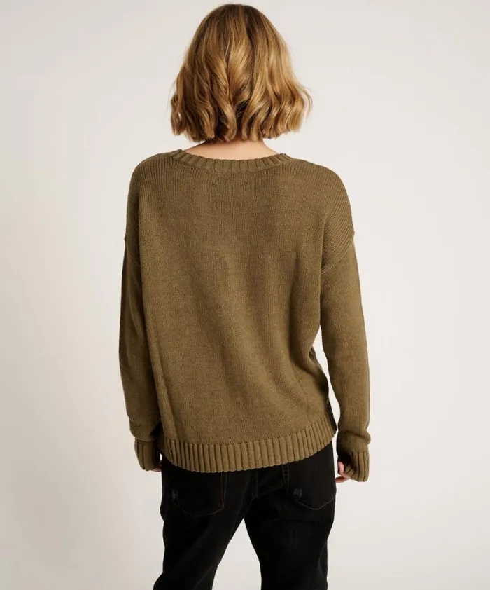 Women One Teaspoon Knitwear CLASSIC POCKET CHUNKY KNIT SWEATER KHAKI Women One Teaspoon Knitwear CLASSIC POCKET CHUNKY KNIT SWEATER KHAKI