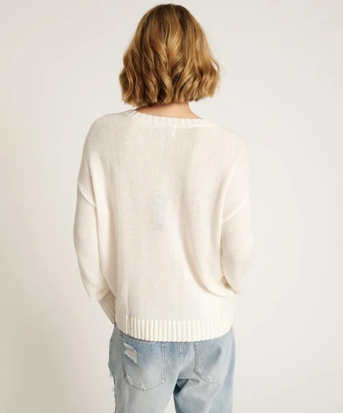 Women One Teaspoon Knitwear CLASSIC POCKET CHUNKY KNIT SWEATER WHITE Women One Teaspoon Knitwear CLASSIC POCKET CHUNKY KNIT SWEATER WHITE