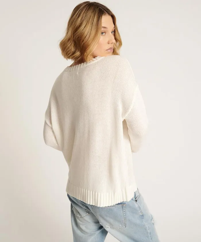 Women One Teaspoon Knitwear CLASSIC POCKET CHUNKY KNIT SWEATER WHITE Women One Teaspoon Knitwear CLASSIC POCKET CHUNKY KNIT SWEATER WHITE