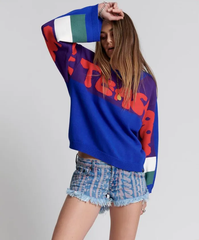 Women One Teaspoon Knitwear COLLEGE GRAFFITI KNIT SWEATER