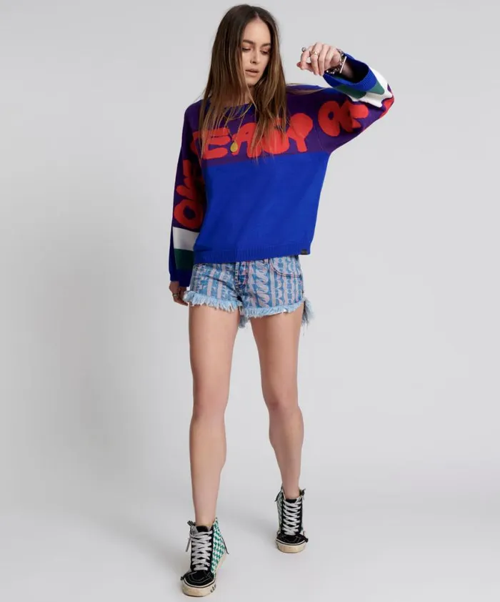 Women One Teaspoon Knitwear COLLEGE GRAFFITI KNIT SWEATER Women One Teaspoon Knitwear COLLEGE GRAFFITI KNIT SWEATER