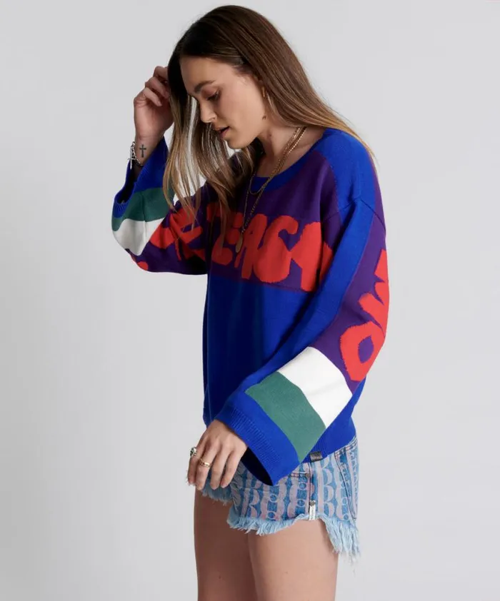Women One Teaspoon Knitwear COLLEGE GRAFFITI KNIT SWEATER Women One Teaspoon Knitwear COLLEGE GRAFFITI KNIT SWEATER