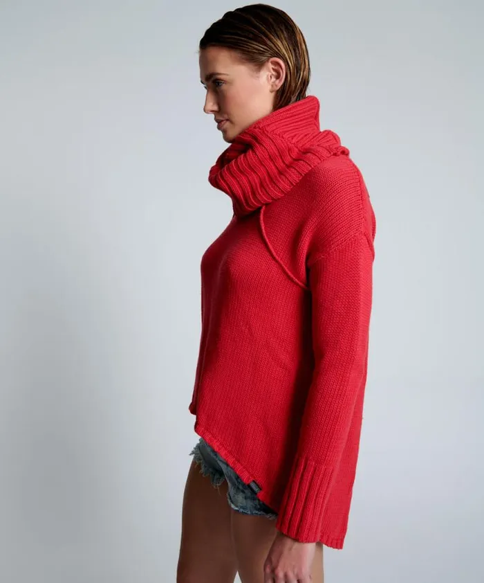 Women One Teaspoon Knitwear CRIMSON THICK PURE ROLL NECK SWEATER Women One Teaspoon Knitwear CRIMSON THICK PURE ROLL NECK SWEATER