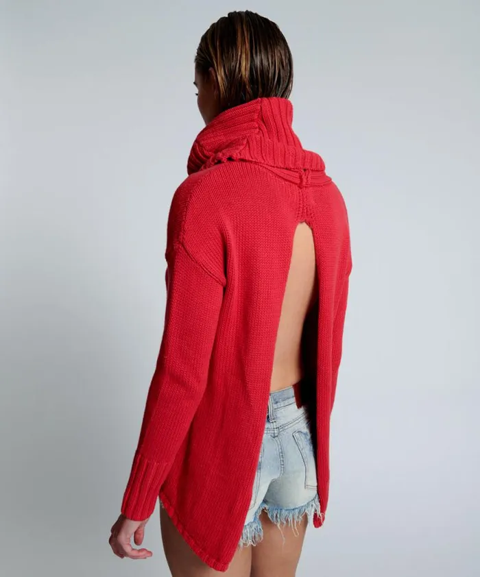 Women One Teaspoon Knitwear CRIMSON THICK PURE ROLL NECK SWEATER Women One Teaspoon Knitwear CRIMSON THICK PURE ROLL NECK SWEATER