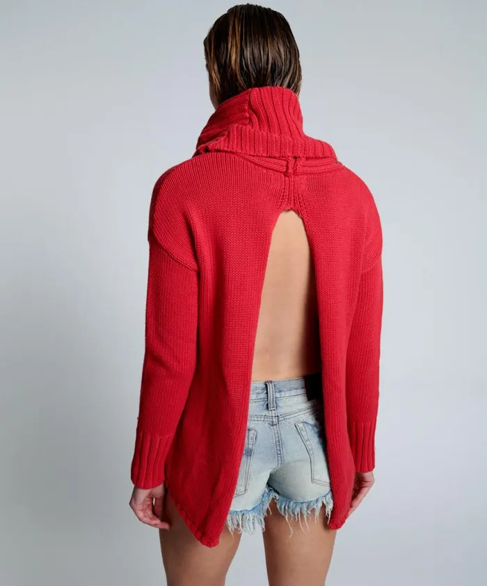 Women One Teaspoon Knitwear CRIMSON THICK PURE ROLL NECK SWEATER Women One Teaspoon Knitwear CRIMSON THICK PURE ROLL NECK SWEATER