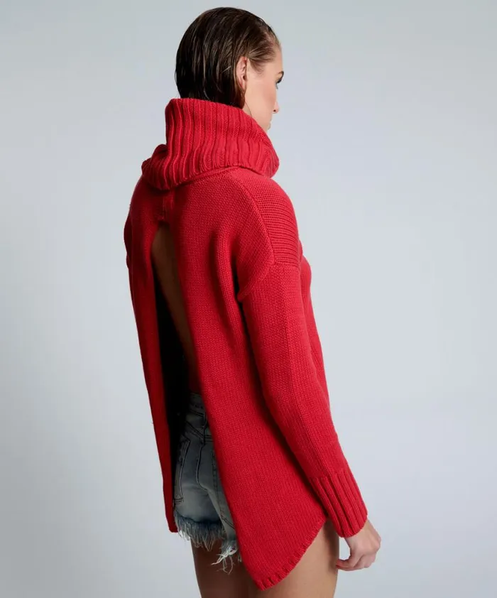 Women One Teaspoon Knitwear CRIMSON THICK PURE ROLL NECK SWEATER Women One Teaspoon Knitwear CRIMSON THICK PURE ROLL NECK SWEATER