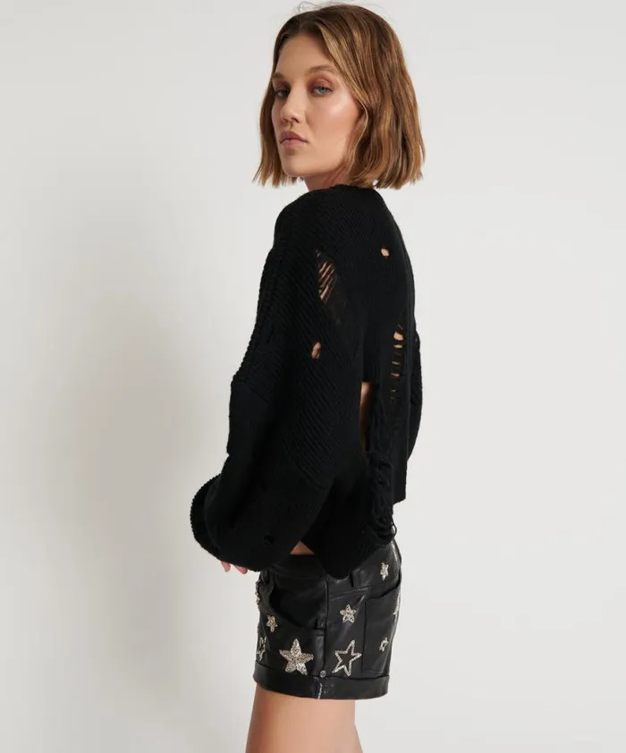 Women One Teaspoon Knitwear CROPPED HERCULES SHREDDED SWEATER Women One Teaspoon Knitwear CROPPED HERCULES SHREDDED SWEATER
