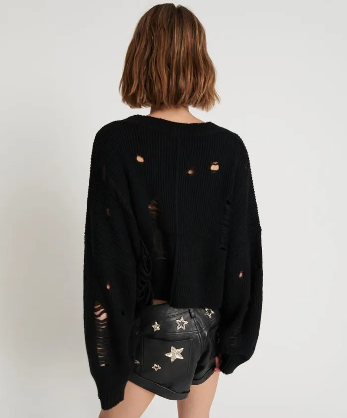 Women One Teaspoon Knitwear CROPPED HERCULES SHREDDED SWEATER Women One Teaspoon Knitwear CROPPED HERCULES SHREDDED SWEATER