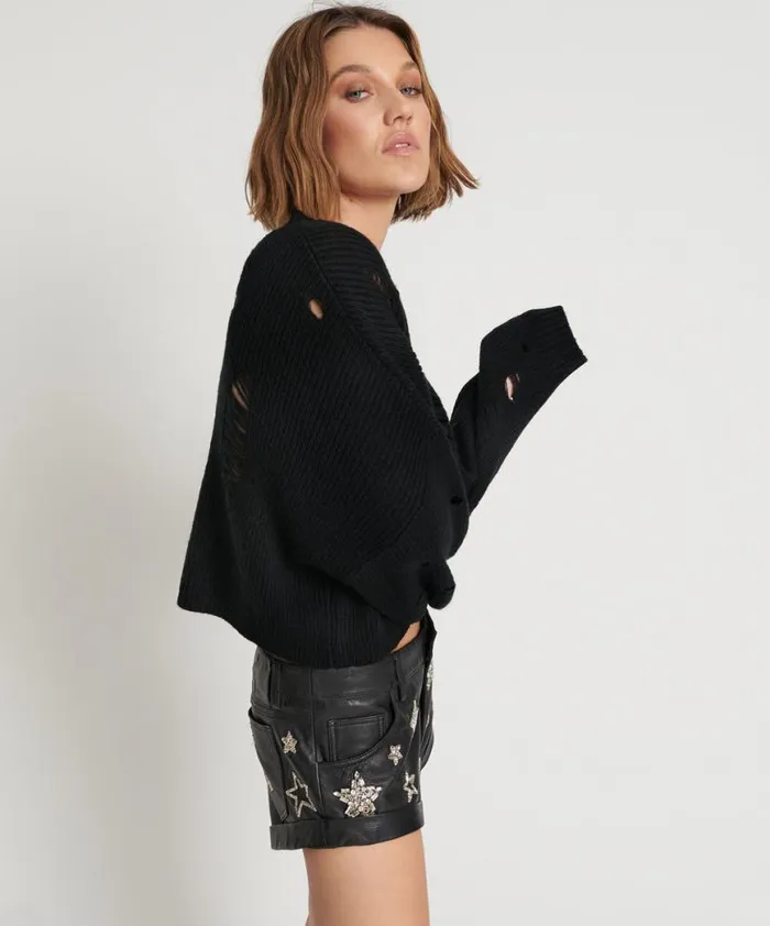 Women One Teaspoon Knitwear CROPPED HERCULES SHREDDED SWEATER Women One Teaspoon Knitwear CROPPED HERCULES SHREDDED SWEATER