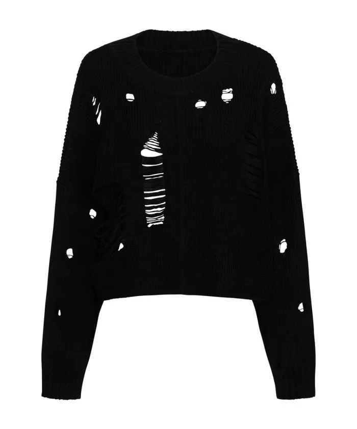 Women One Teaspoon Knitwear CROPPED HERCULES SHREDDED SWEATER Women One Teaspoon Knitwear CROPPED HERCULES SHREDDED SWEATER