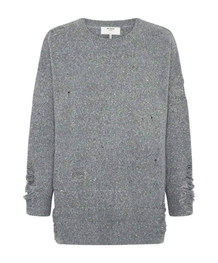 Women One Teaspoon Knitwear DISTRESSED FISHERMAN KNIT SWEATER GREY Women One Teaspoon Knitwear DISTRESSED FISHERMAN KNIT SWEATER GREY