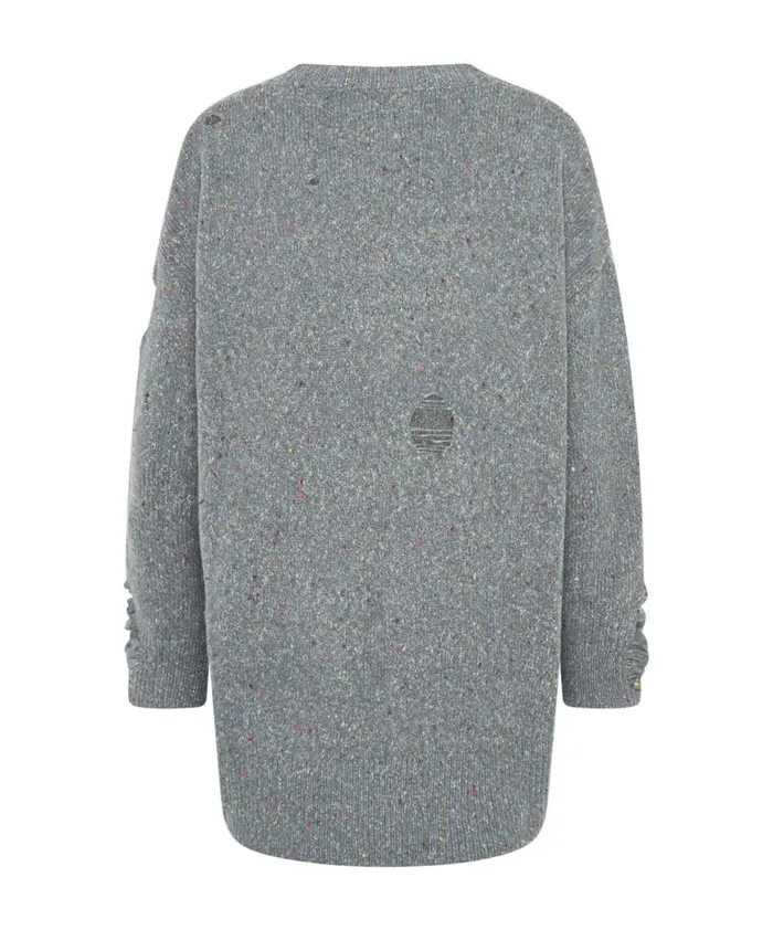 Women One Teaspoon Knitwear DISTRESSED FISHERMAN KNIT SWEATER GREY Women One Teaspoon Knitwear DISTRESSED FISHERMAN KNIT SWEATER GREY