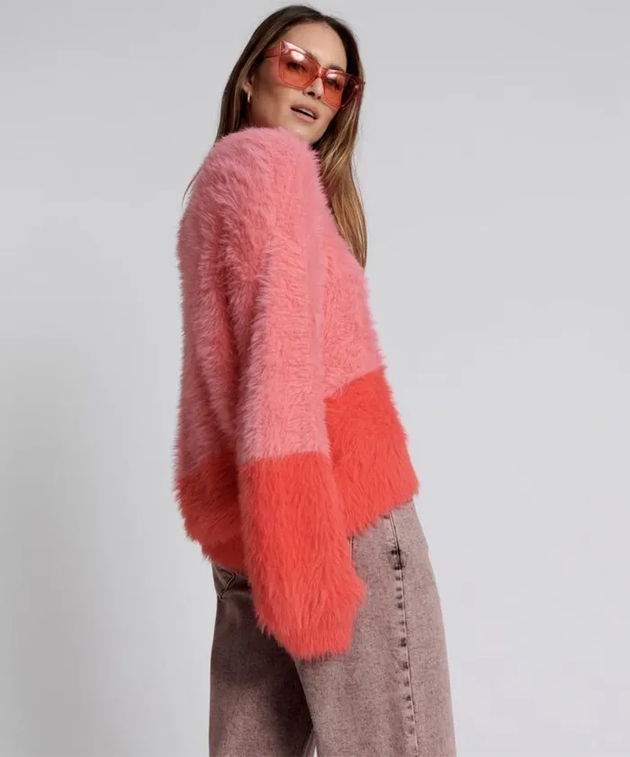 Women One Teaspoon Knitwear FLUFFY COLOUR BLOCK KNIT SWEATER Women One Teaspoon Knitwear FLUFFY COLOUR BLOCK KNIT SWEATER