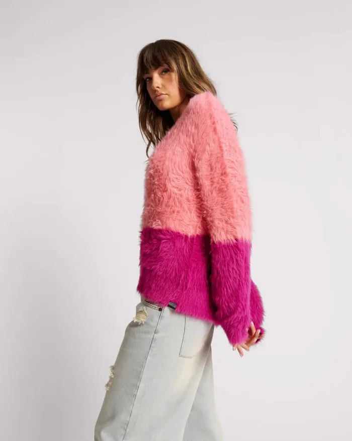 Women One Teaspoon Knitwear FLUFFY COLOUR BLOCK SWEATER Women One Teaspoon Knitwear FLUFFY COLOUR BLOCK SWEATER