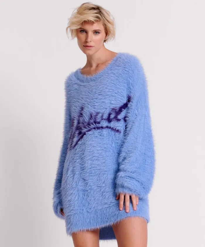 Women One Teaspoon Knitwear FLUFFY CORNFLOWER HOWDY KNIT SWEATER DRESS