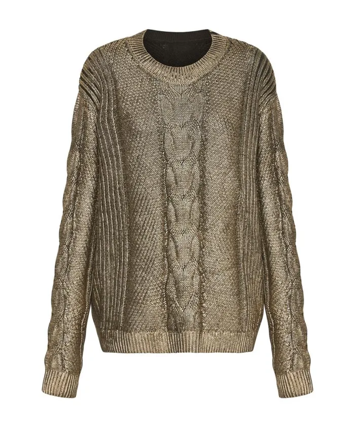 Women One Teaspoon Knitwear GOLD FOIL CABLE SPINE SWEATER Women One Teaspoon Knitwear GOLD FOIL CABLE SPINE SWEATER