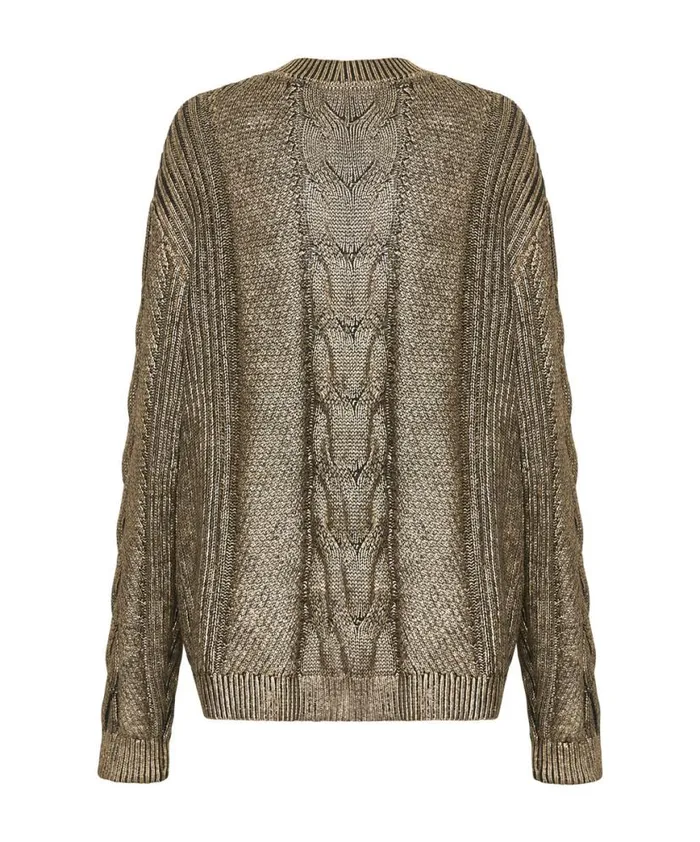 Women One Teaspoon Knitwear GOLD FOIL CABLE SPINE SWEATER Women One Teaspoon Knitwear GOLD FOIL CABLE SPINE SWEATER