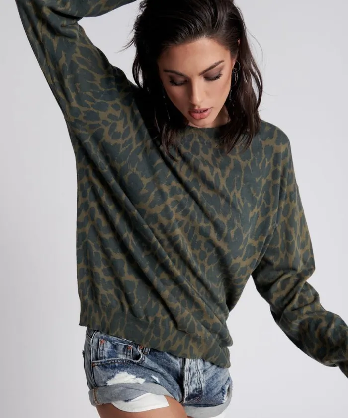 Women One Teaspoon Knitwear JUNGLE LEOPARD KNIT SWEATER
