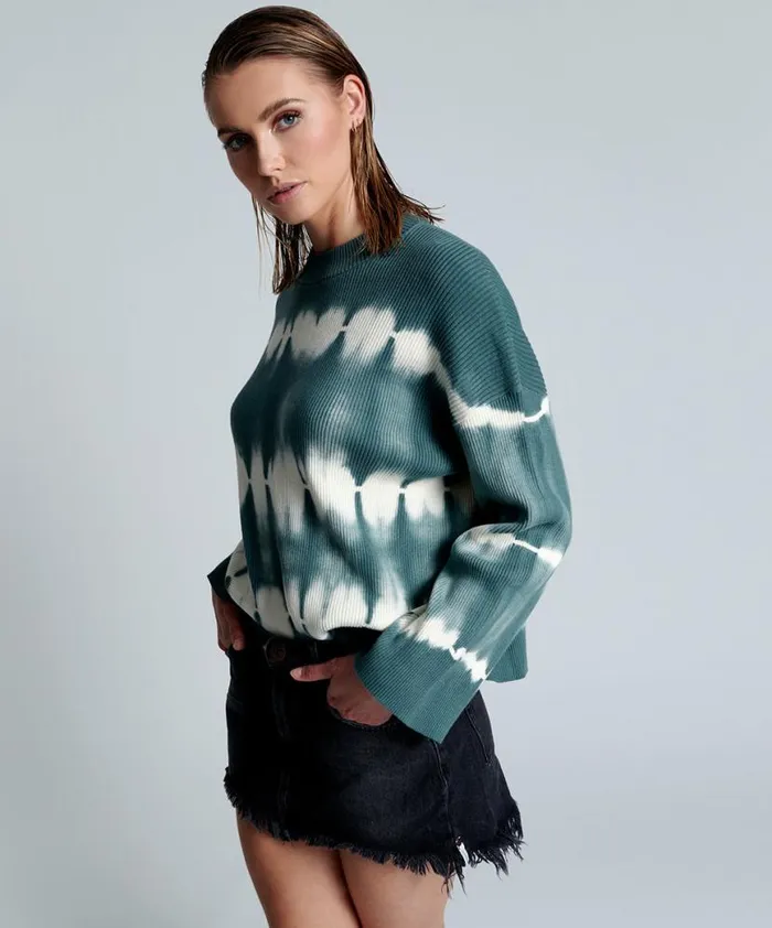 Women One Teaspoon Knitwear KHAKI TIE DYE RIB ROAM SWEATER Women One Teaspoon Knitwear KHAKI TIE DYE RIB ROAM SWEATER