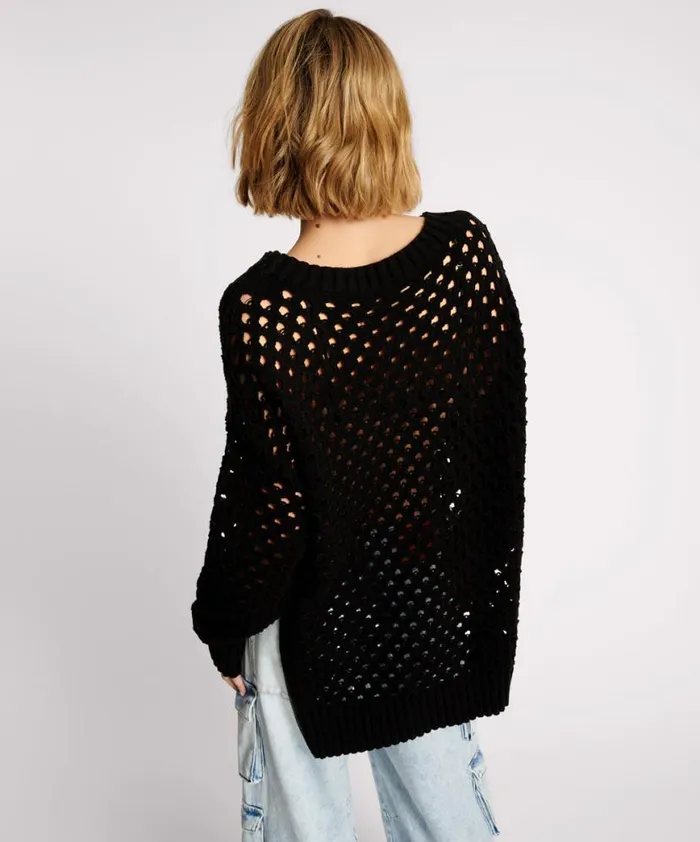 Women One Teaspoon Knitwear KNITTED FISHNET ZIP SIDE SWEATER Women One Teaspoon Knitwear KNITTED FISHNET ZIP SIDE SWEATER