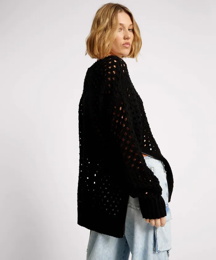 Women One Teaspoon Knitwear KNITTED FISHNET ZIP SIDE SWEATER Women One Teaspoon Knitwear KNITTED FISHNET ZIP SIDE SWEATER