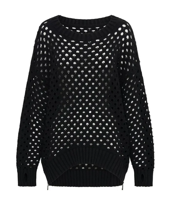Women One Teaspoon Knitwear KNITTED FISHNET ZIP SIDE SWEATER Women One Teaspoon Knitwear KNITTED FISHNET ZIP SIDE SWEATER