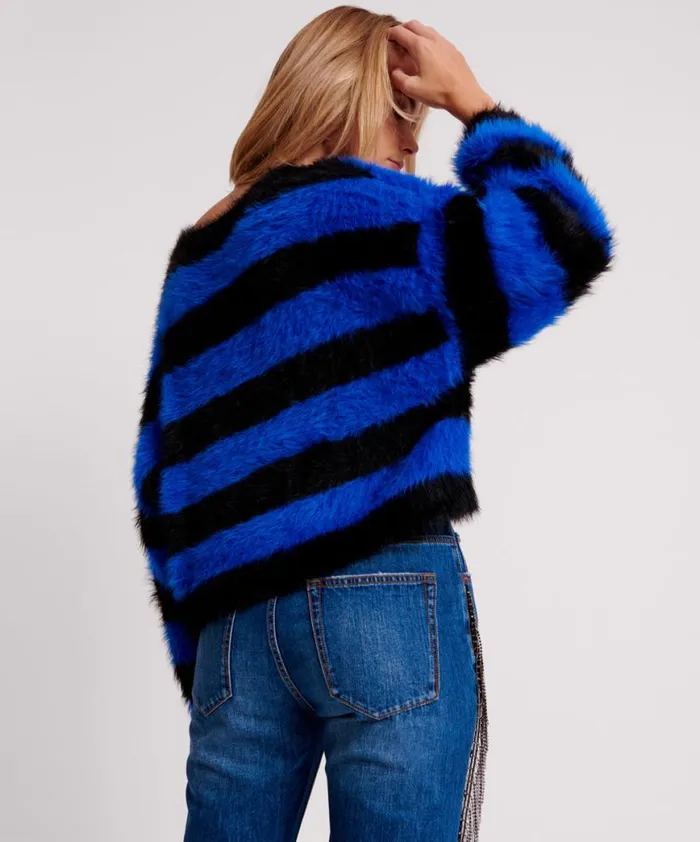 Women One Teaspoon Knitwear KRUGER STRIPE FLUFFY CROP KNIT SWEATER Women One Teaspoon Knitwear KRUGER STRIPE FLUFFY CROP KNIT SWEATER