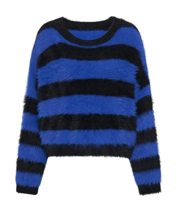 Women One Teaspoon Knitwear KRUGER STRIPE FLUFFY CROP KNIT SWEATER Women One Teaspoon Knitwear KRUGER STRIPE FLUFFY CROP KNIT SWEATER