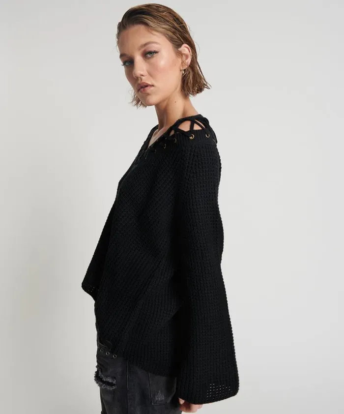 Women One Teaspoon Knitwear LACED UP KNIT SWEATER Women One Teaspoon Knitwear LACED UP KNIT SWEATER