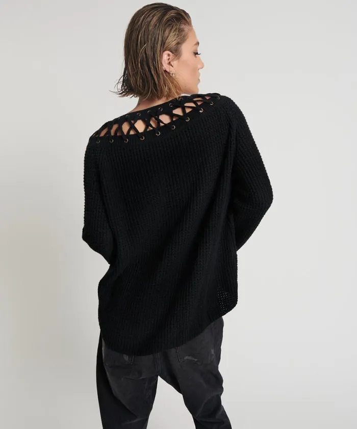 Women One Teaspoon Knitwear LACED UP KNIT SWEATER Women One Teaspoon Knitwear LACED UP KNIT SWEATER