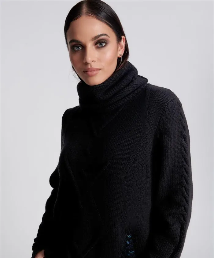 Women One Teaspoon Knitwear LADDERED ROLL NECK SWEATER