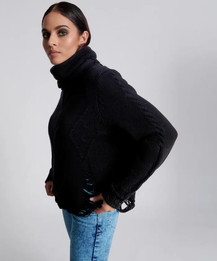 Women One Teaspoon Knitwear LADDERED ROLL NECK SWEATER Women One Teaspoon Knitwear LADDERED ROLL NECK SWEATER
