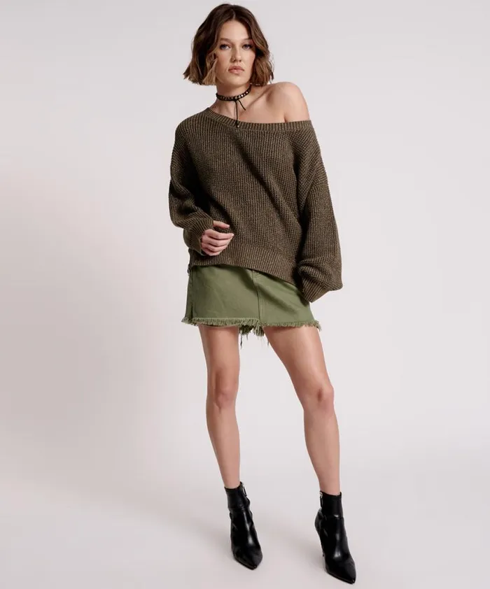 Women One Teaspoon Knitwear LE FREAK METALLIC ZIPPED KNIT SWEATER