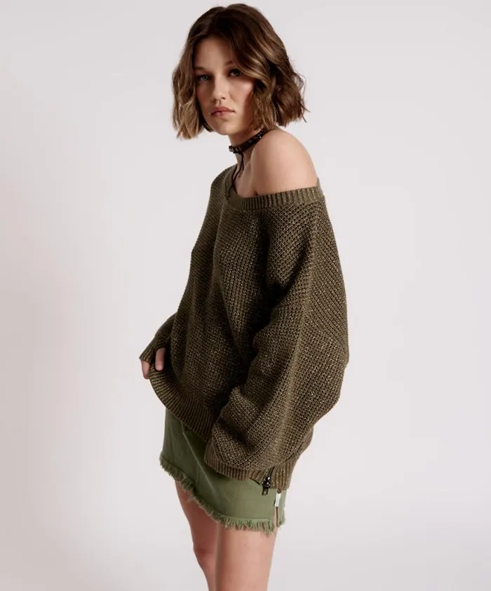 Women One Teaspoon Knitwear LE FREAK METALLIC ZIPPED KNIT SWEATER Women One Teaspoon Knitwear LE FREAK METALLIC ZIPPED KNIT SWEATER