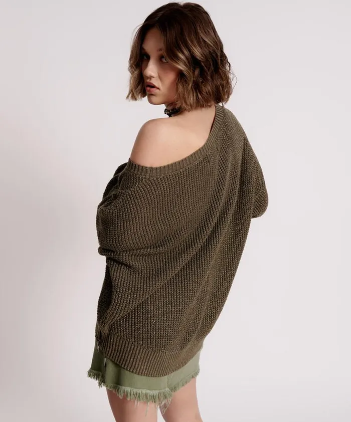 Women One Teaspoon Knitwear LE FREAK METALLIC ZIPPED KNIT SWEATER Women One Teaspoon Knitwear LE FREAK METALLIC ZIPPED KNIT SWEATER