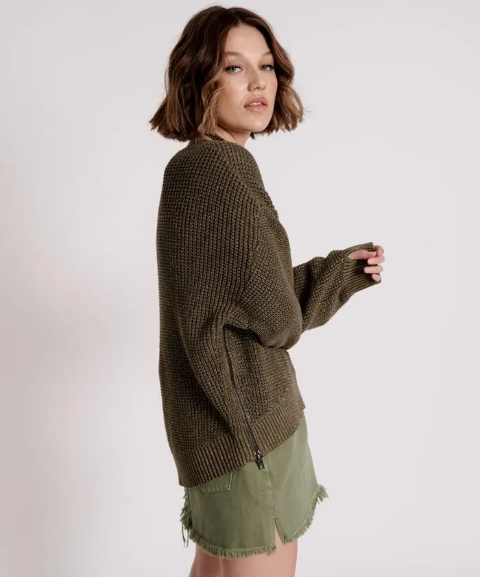 Women One Teaspoon Knitwear LE FREAK METALLIC ZIPPED KNIT SWEATER Women One Teaspoon Knitwear LE FREAK METALLIC ZIPPED KNIT SWEATER