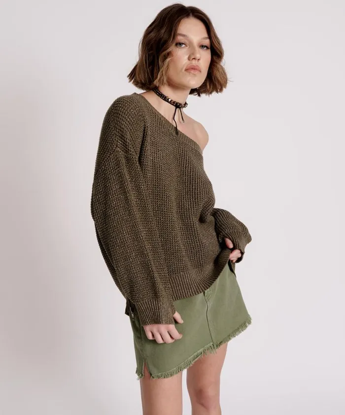 Women One Teaspoon Knitwear LE FREAK METALLIC ZIPPED KNIT SWEATER Women One Teaspoon Knitwear LE FREAK METALLIC ZIPPED KNIT SWEATER