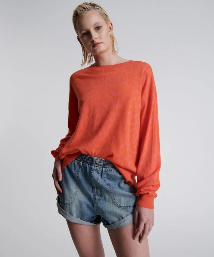 Women One Teaspoon Knitwear NEON LEOPARD KNIT SWEATER