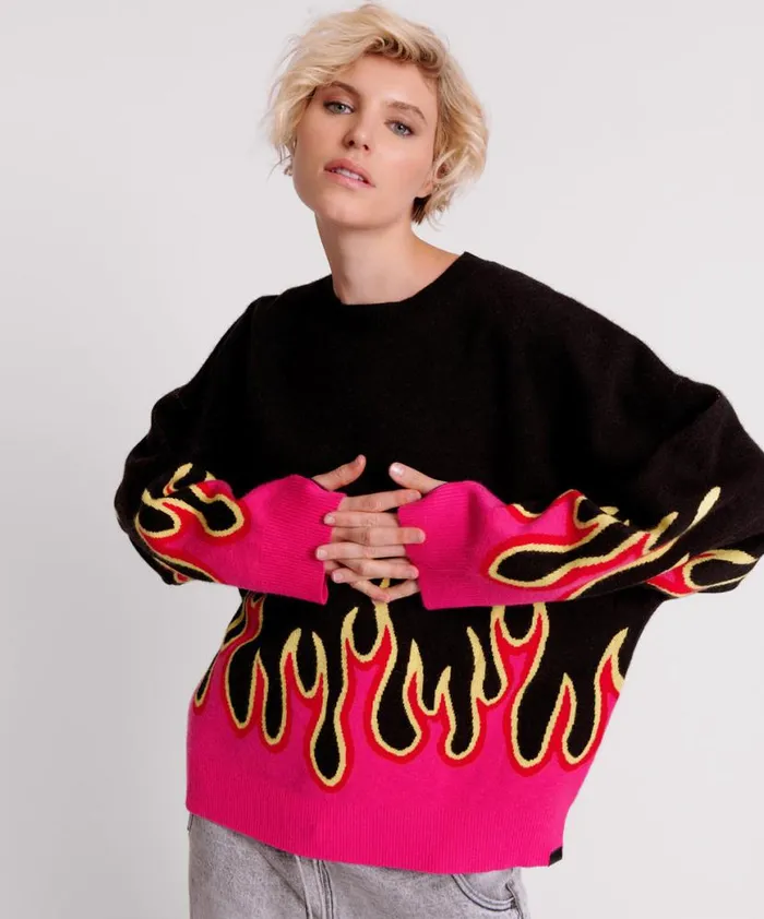 Women One Teaspoon Knitwear ON FIRE INTARSIA SWEATER