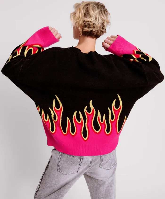 Women One Teaspoon Knitwear ON FIRE INTARSIA SWEATER Women One Teaspoon Knitwear ON FIRE INTARSIA SWEATER