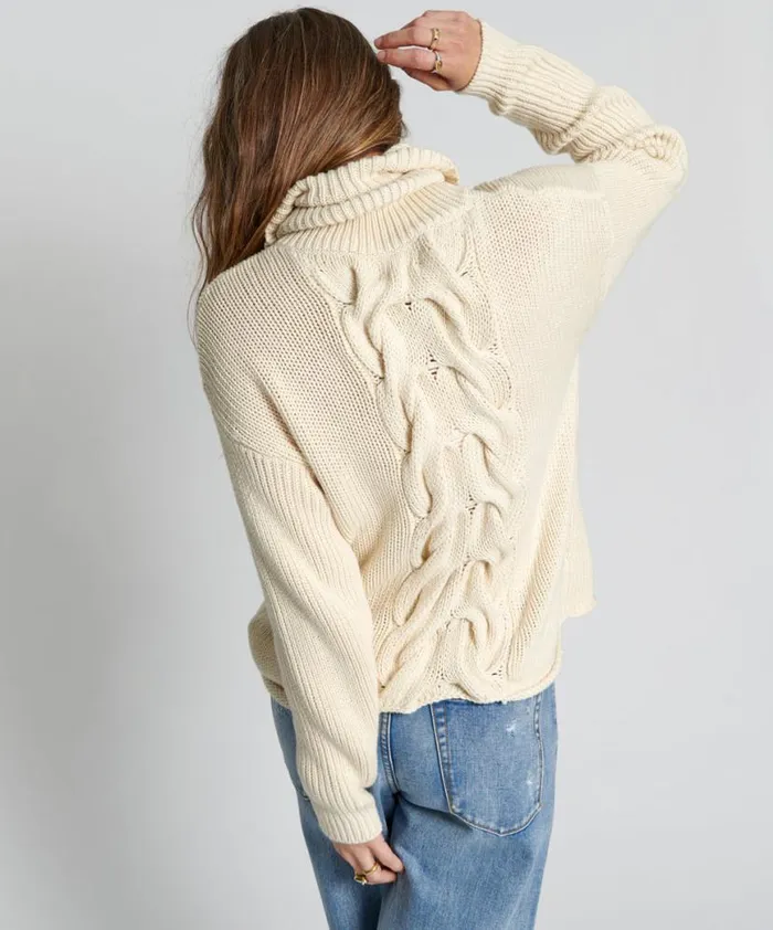 Women One Teaspoon Knitwear POISON CABLE KNIT SWEATER CREAM Women One Teaspoon Knitwear POISON CABLE KNIT SWEATER CREAM