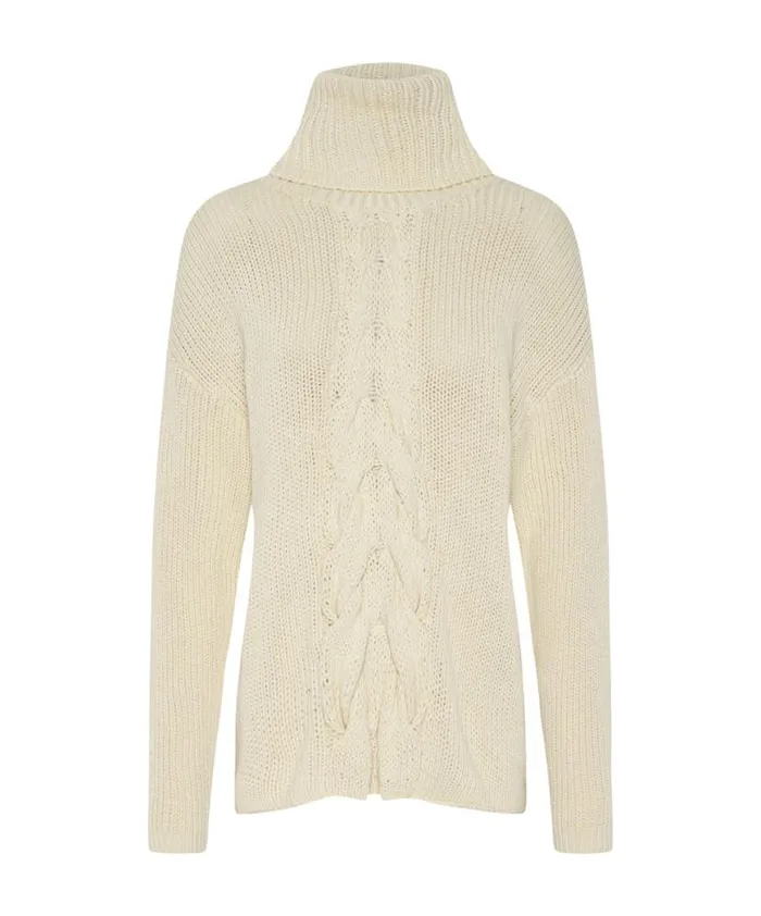 Women One Teaspoon Knitwear POISON CABLE KNIT SWEATER CREAM Women One Teaspoon Knitwear POISON CABLE KNIT SWEATER CREAM