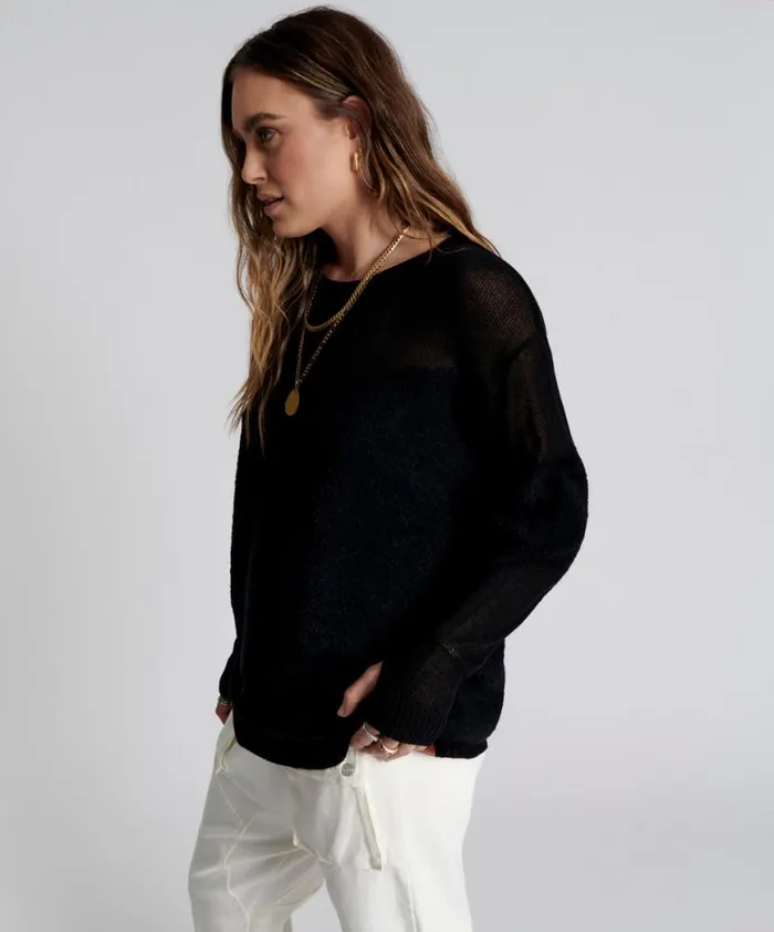 Women One Teaspoon Knitwear SHATTERED CREW KNIT SWEATER BLACK Women One Teaspoon Knitwear SHATTERED CREW KNIT SWEATER BLACK
